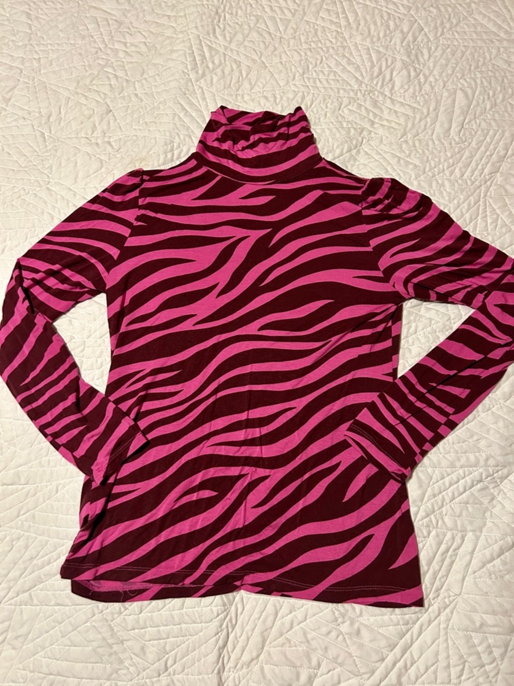 Ann Taylor Pink and Magenta Zebra Print Turtleneck